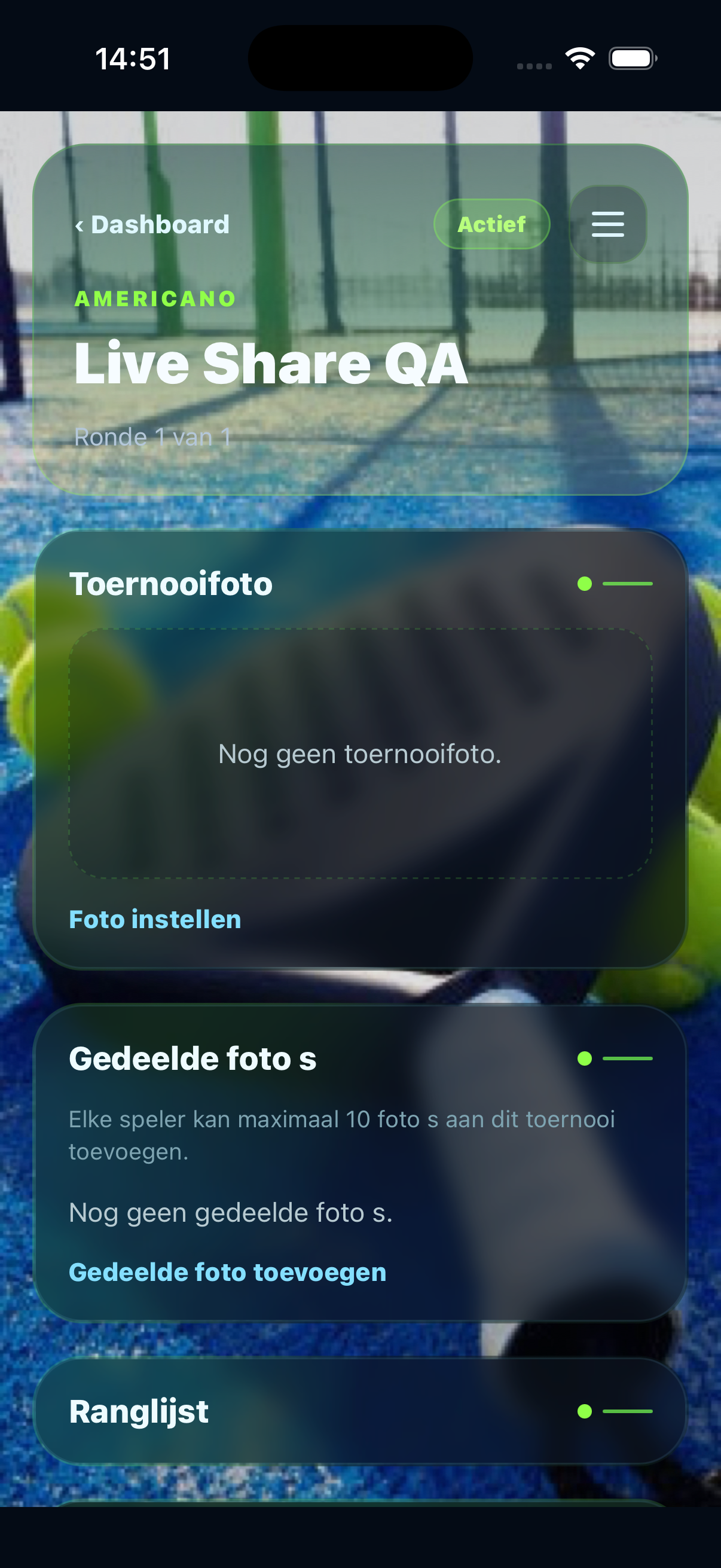 Easy Padel Tournament QR sharing screenshot